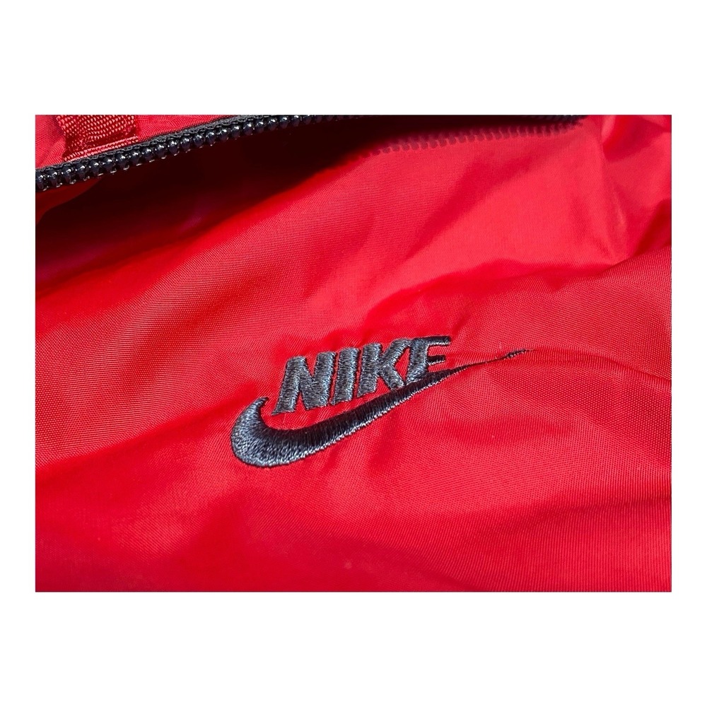 Nike Vintage 90s Windbreaker Jacket Mens LARGE Red Gray Colorblock Swoosh Pocket - Picture 4 of 14